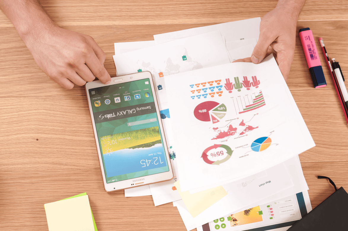 a phone and charts