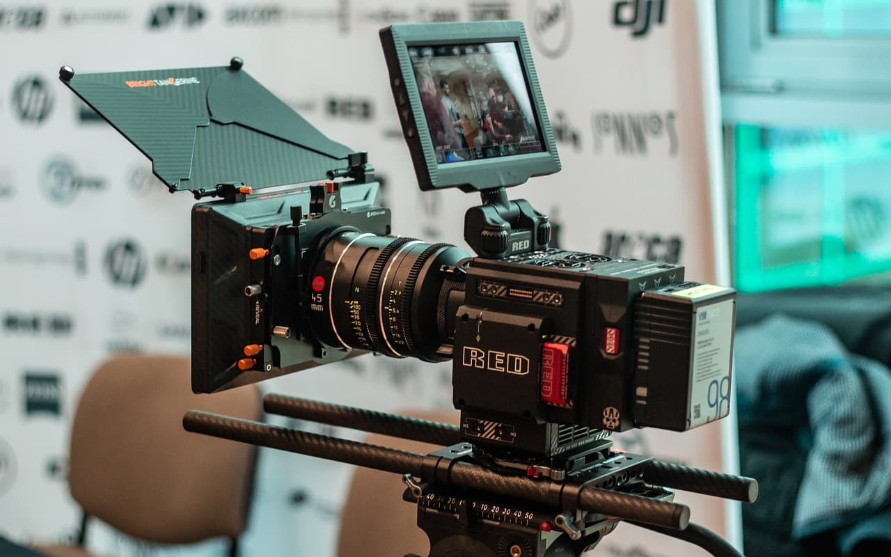 A high end camera shooting a video