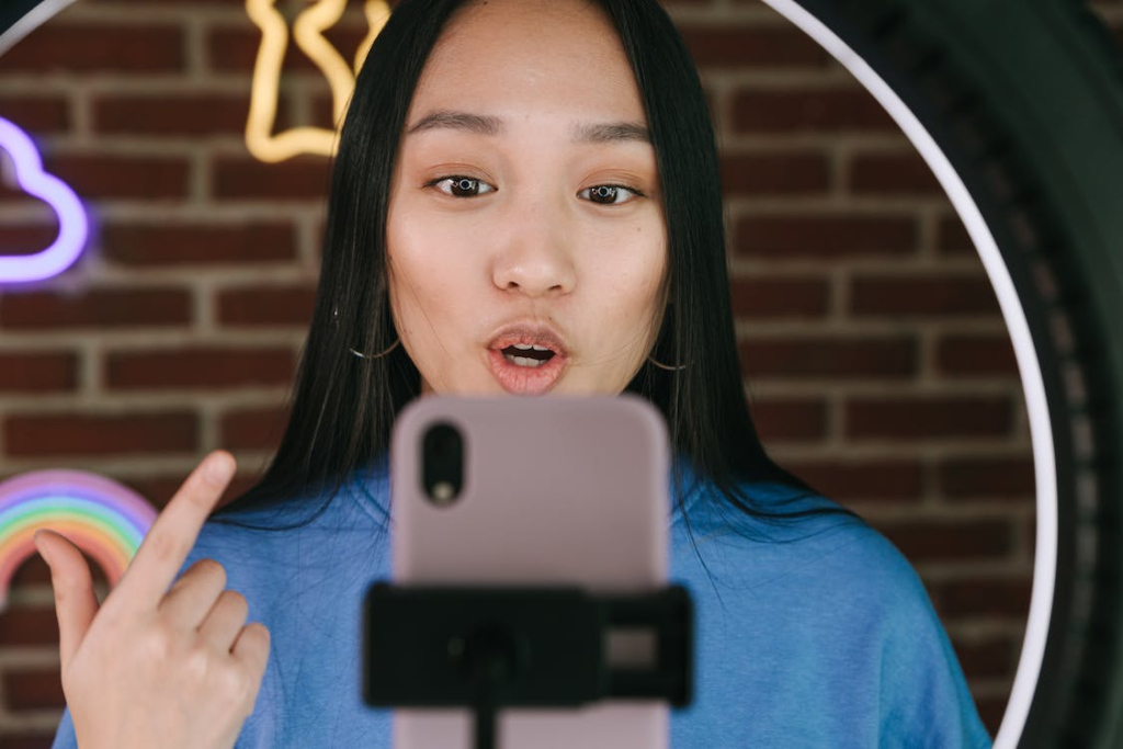an influencer creating a video