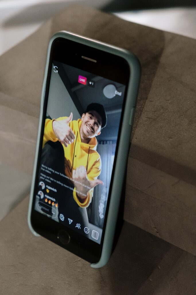 a man making an instagram story